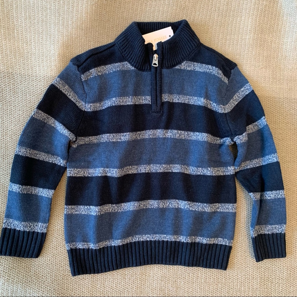 COMMERCE | NWT striped sweater with partial zip